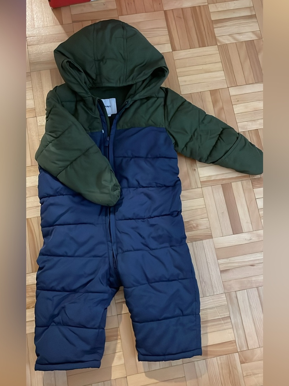 Old Navy Green and Navy Puffer Snowsuit